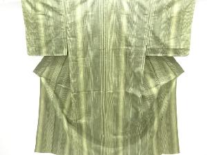 アンティーク　縞織出し手織り節紬着物